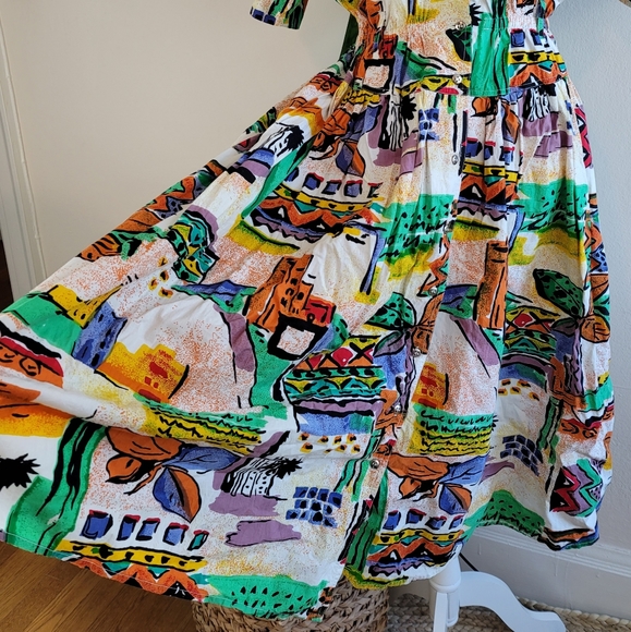 VTG 80s Together! Southwestern Print Midi Dress - Picture 13 of 16